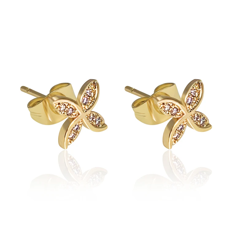 

Lotus Flower stud earring women dainty stud earrings zirconia jewelry, Gold/silver