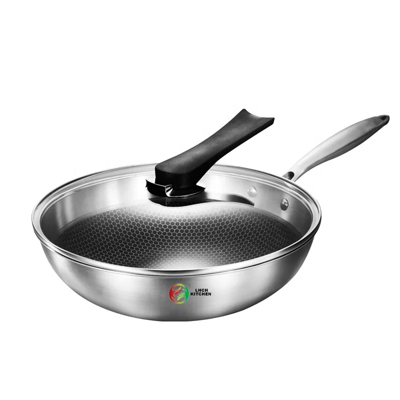 Honeycomb Suspension Stainless Steel Wok Non-stick Three Layer