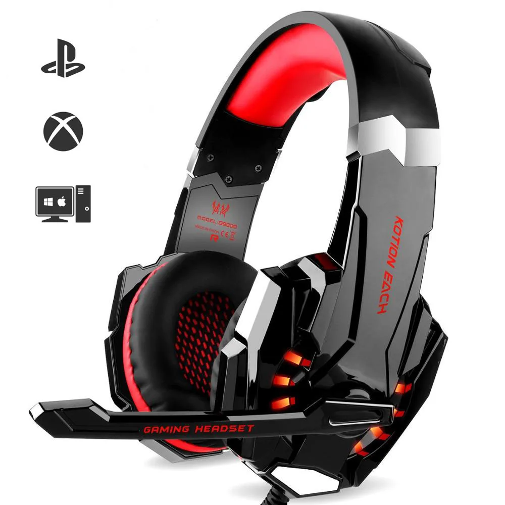 

Hot gamer noise cancellation headset gaming headphones pc wired earphone with mic kotion each audifonos g9000 stereo headphones