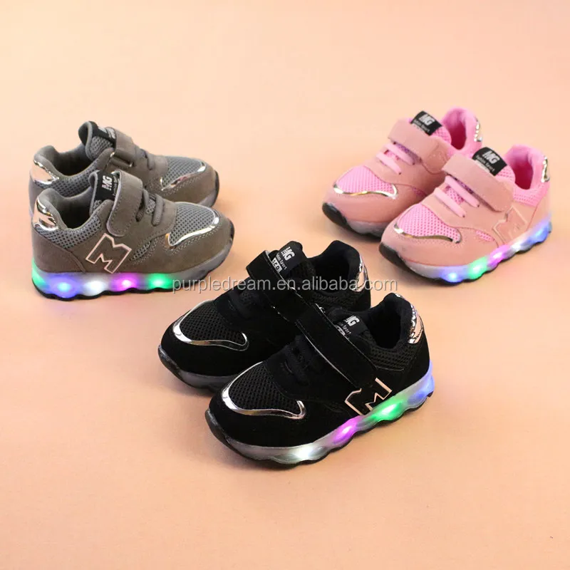 

3 Colors Children Shoes M Letter Lighting Shoes Kids Casual Footwear