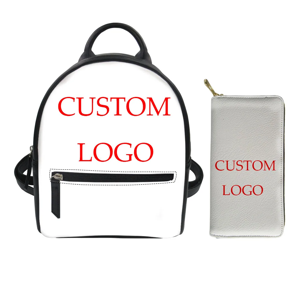 

POD Wholesale&Dropshipping Women Leather Mini Small Backpack Match Wallet Custom Logo/Print/Design/Text/Letter/Image Shoulder Ba