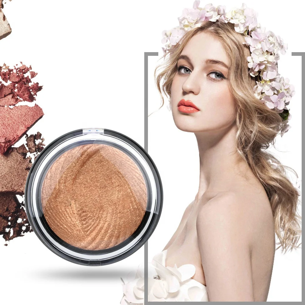 

Make Your Logo Face Cosmetics Single Highlight Palette 4 color Natural Looking Bronzer Shimmer Highlighter Makeup