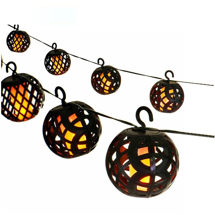 8pc Solar Rattan Ball Dancing Flickering Flame Effect Led String