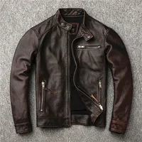 

Men's Genuine Cowhide Motorcycle Biker Classic Retro Classic Leather Jacket