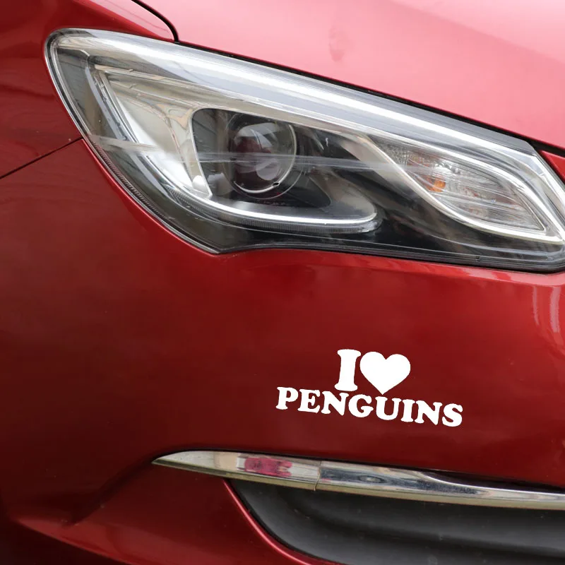 

17.5CM*6.2CM I Love Penguins Fashion Car Sticker Decal Vinyl Laptop decal Suitcase Helmet Skateboard Sticker