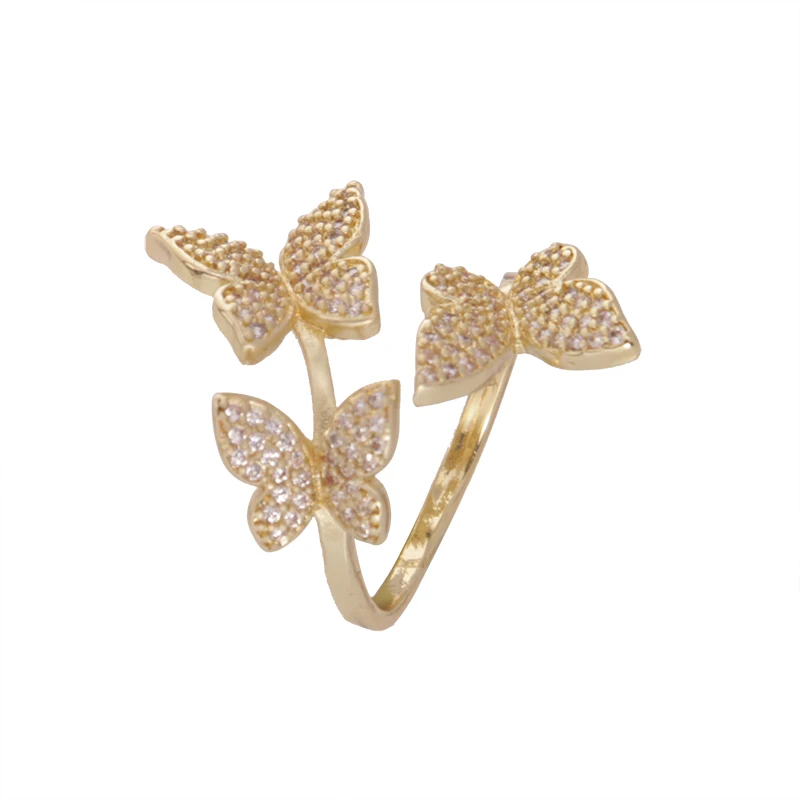 

18k Gold Plated Diamond Ring Butterfly Rings Popular Sales Jewelry Creative New Rings, Picture shows