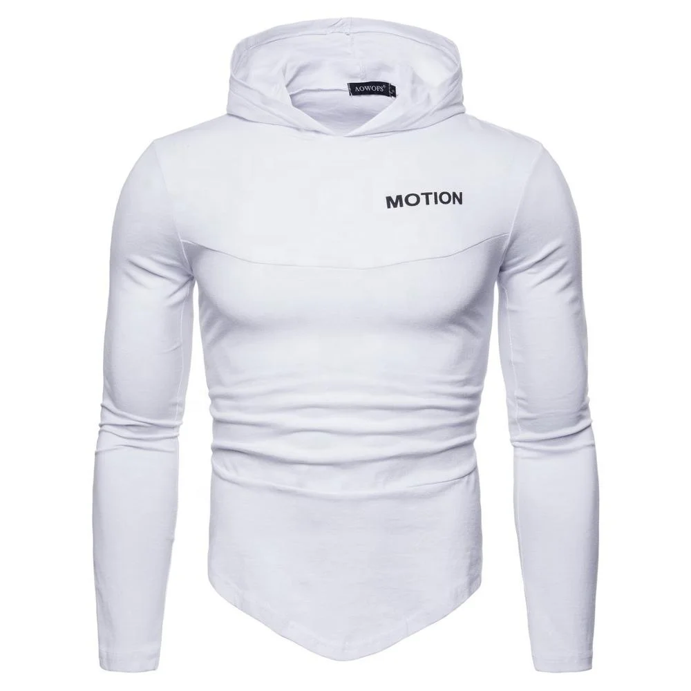 

Custom Logo Mens Slim Long Sleeve Jogger Stylish Jersey Workout Plus Size T Shirt With Hood