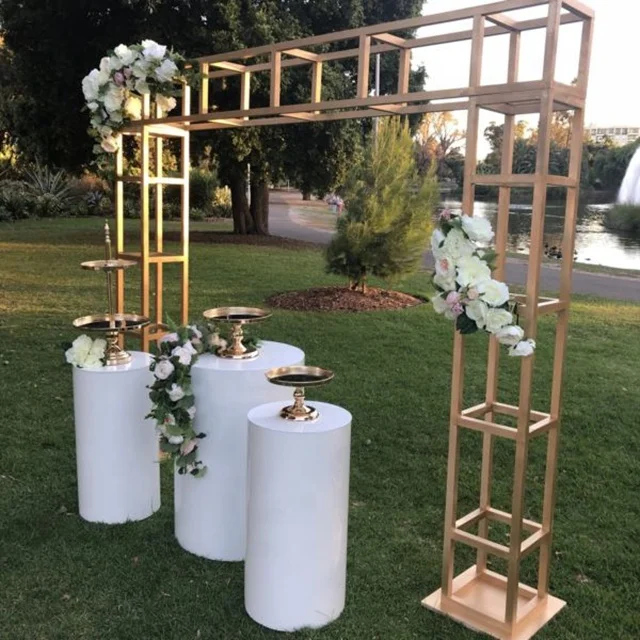 

Free ship)No gold stand )Wholesale artificial floral cylinder stand wedding backdrop decoration rose flower wall backdrop 2305, Gold/sliver mental