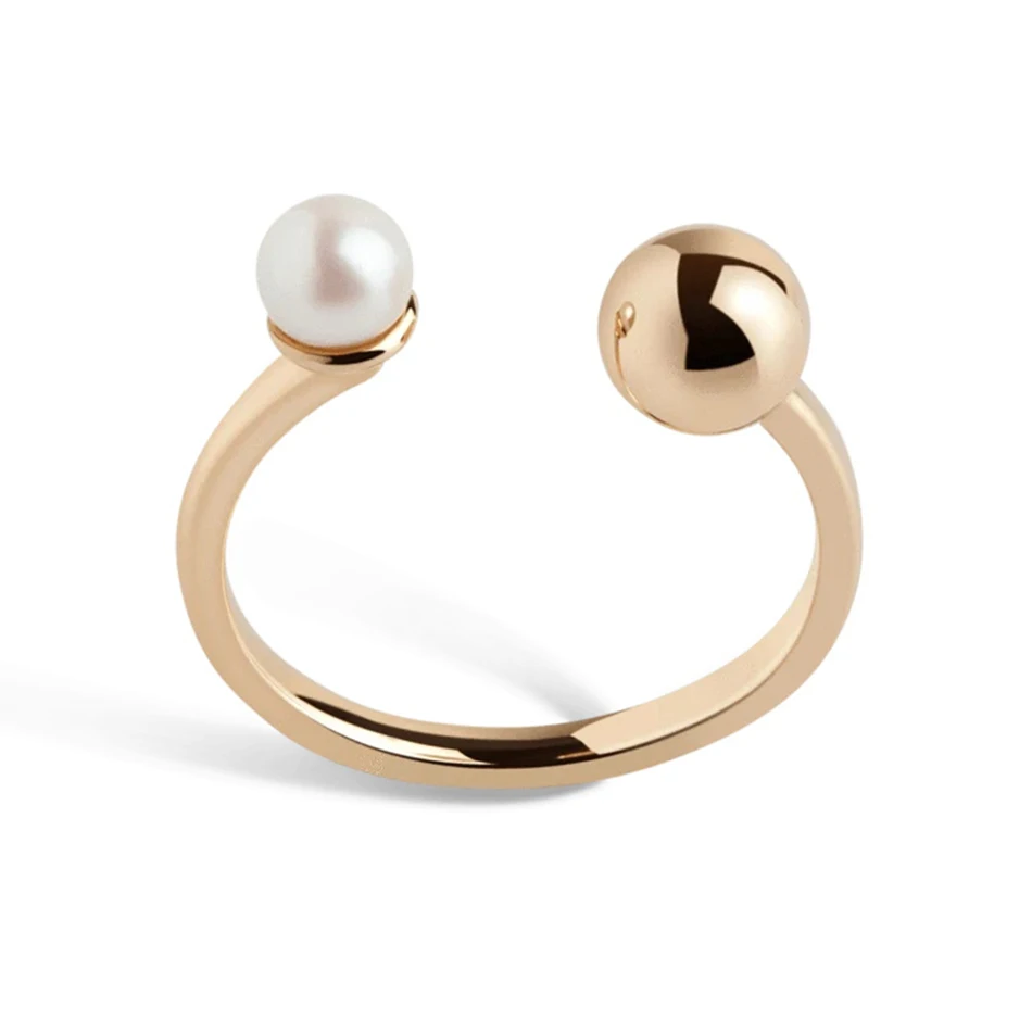 

Fashion Jewelry 925 Sterling Silver Wholesale Gold Plated Pearl Open Ring