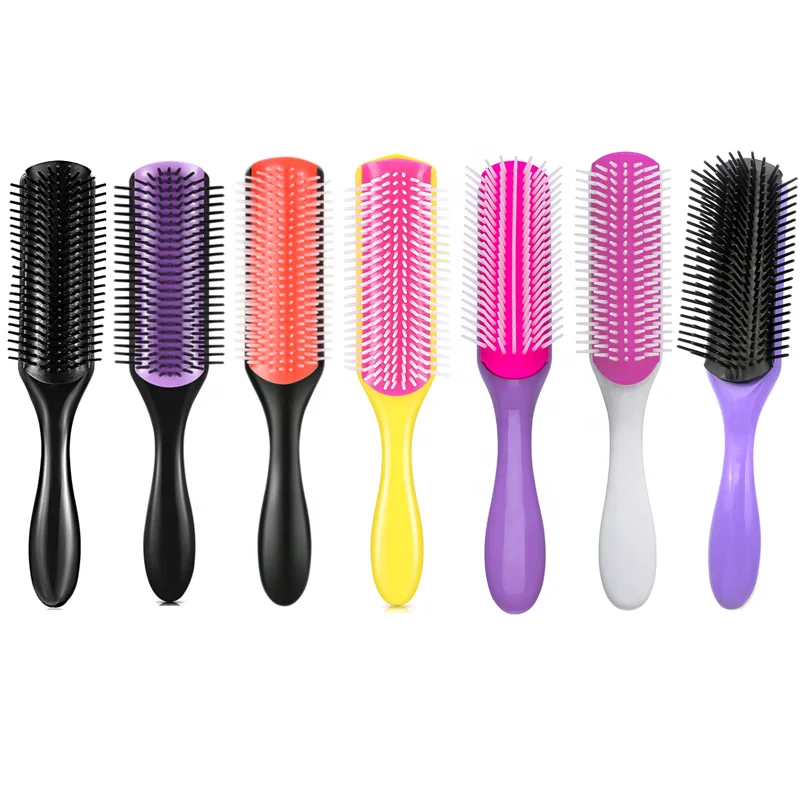 

9 Row Hair Styling Brush Detangle Hairbrush Salon Hairdressing Straight Curly Hair Comb Women Hair Brush Soft Scalp Massager