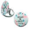 Custom printing flamingo folding Round pu leather cosmetic pocket compact small mini mirror
