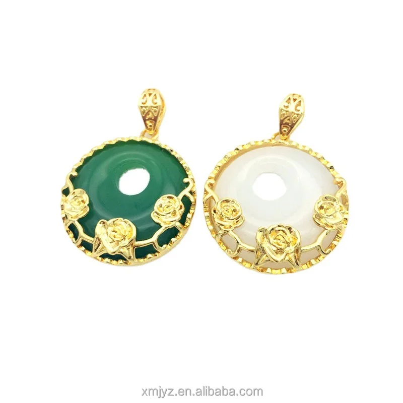 

Brass Gold-Plated Trim Flower Imitation Chalcedony Safety Jewelry Pendant Decorative Pendant Accessories Factory Direct Sales