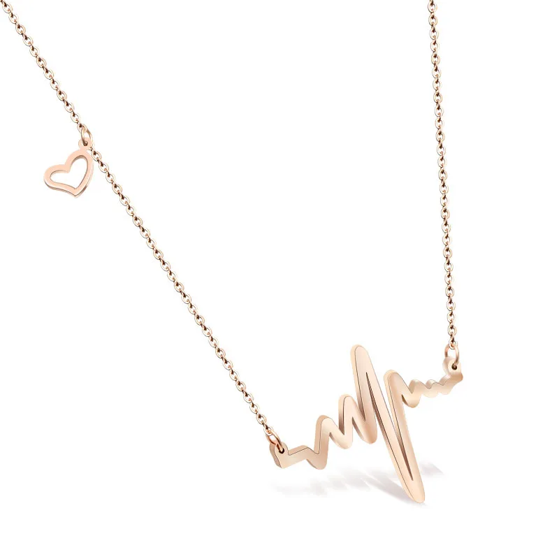 

Popular fashion lady 18k genuine gold ecg stainless steel necklace, Silver/gold/rose gold