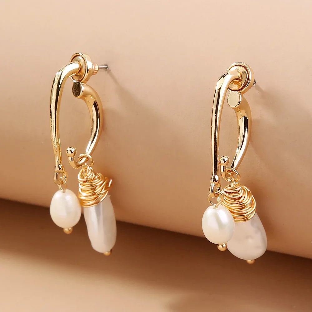 

Winding Pearl Elegant Fashion Natural Freshwater Bead Earrings Jewelry Set For Women