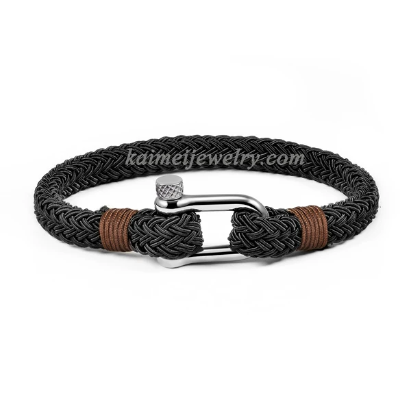 

Stylish High Quality Nylon Rope Wrap Screw Clasp Shackle Bracelet Rope