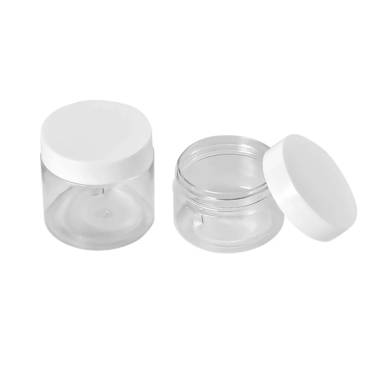 

Custom-Designed Packaging Jar 50/60/100/120/150/200/250ml PET Plastic Clear Cosmetic Jar With Plastic Screw Lid