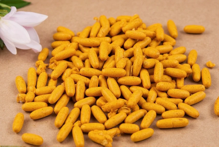 Turmeric supplement capsules with food ingredients that enhance absorption
