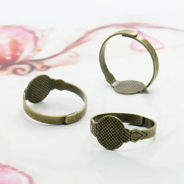 

Antique Bronze Adjustable Ring Blank Settings With Findings Flat Pad for DIY Jewelry Making Handwork Part, Qinggu