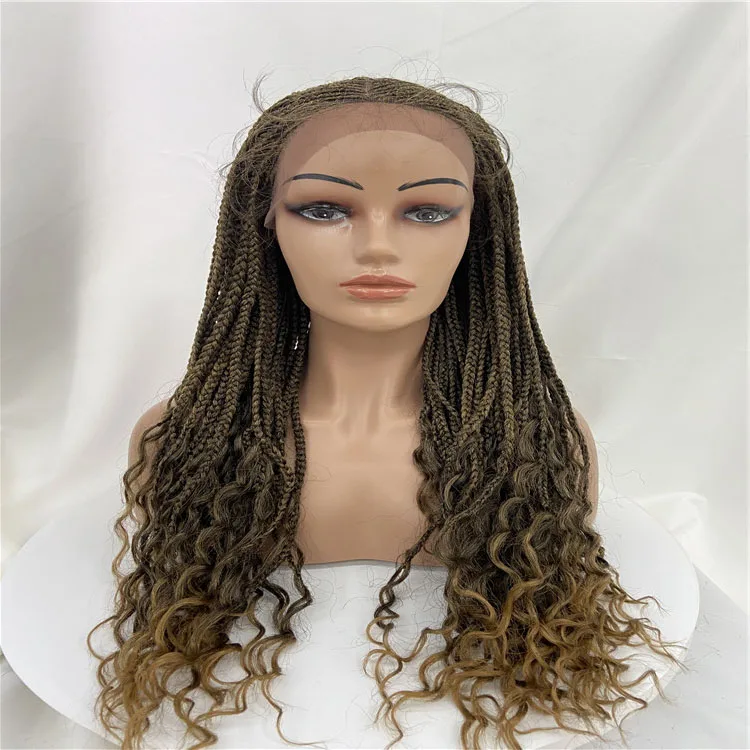 

Long Wavy Three-strand Braided Afro Curly Lace Front Cheap Synthetic Heat Resistant Wave Lace Hair Wig, T1b/27