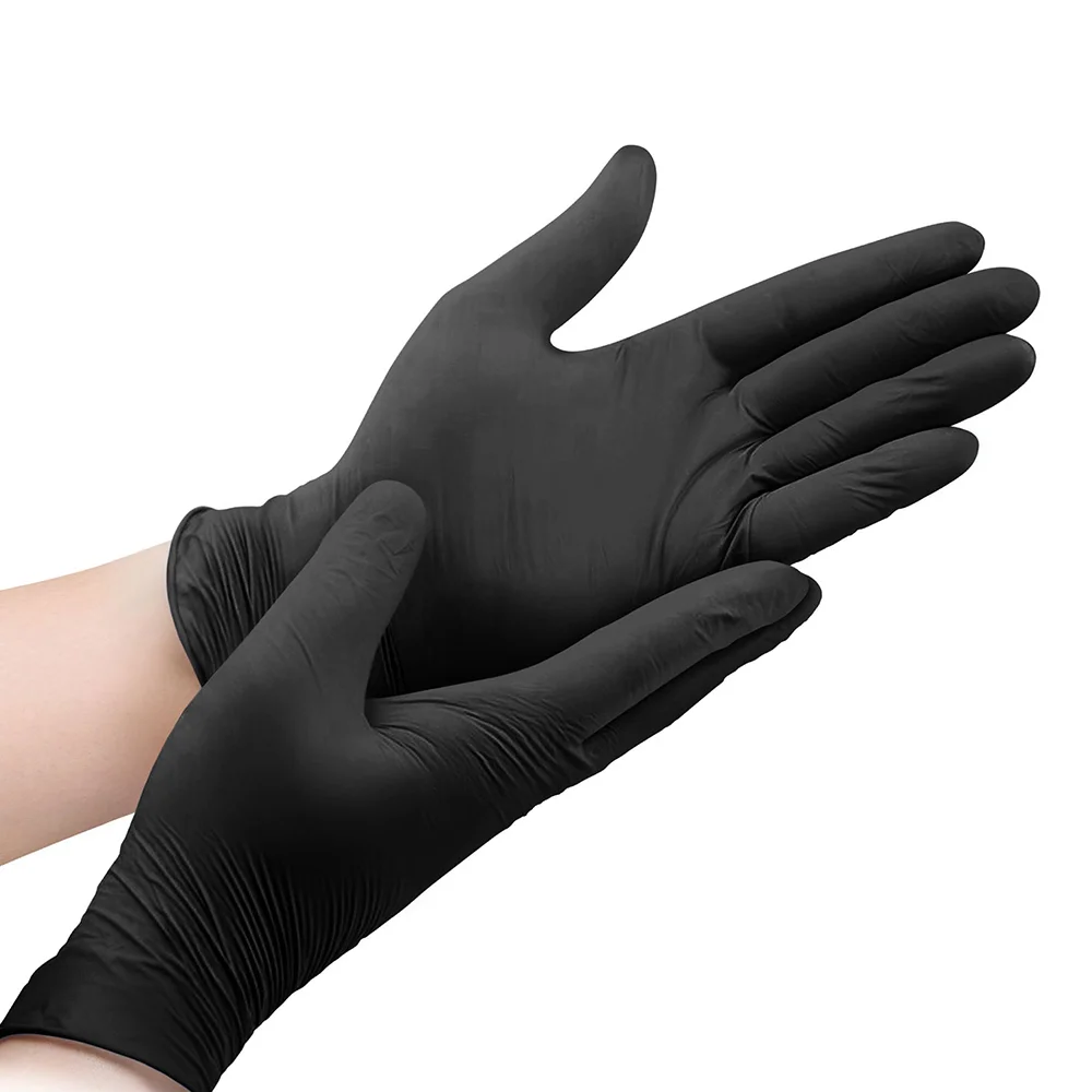 

kitchen black blue rubber nitrile synthetic cleaning working duty-gloves