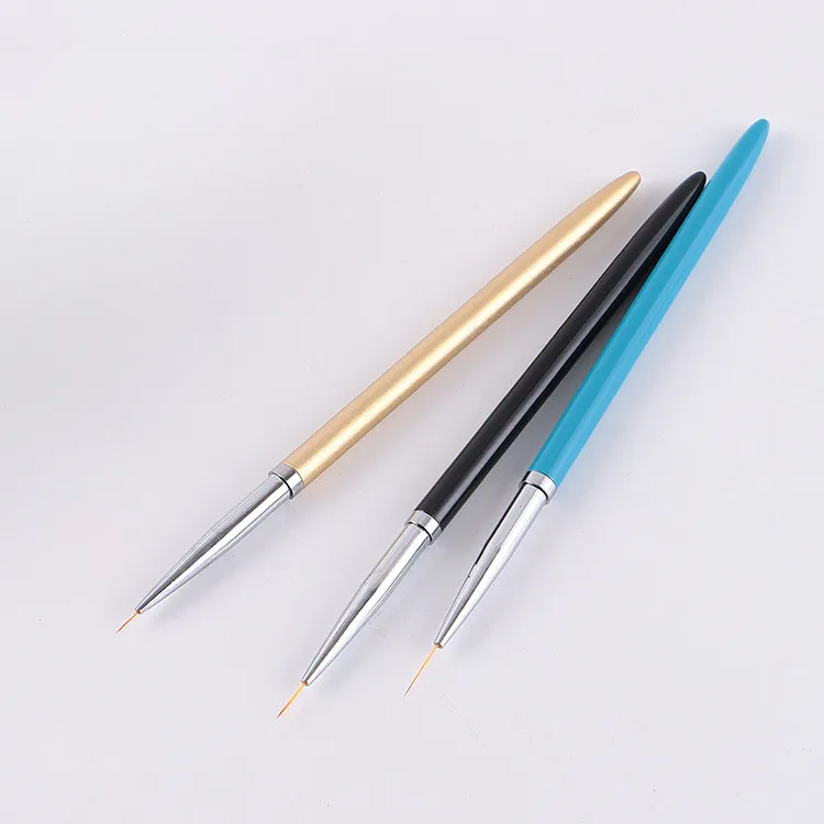 

3-piece set of metal brush holder Fine tip painting pen for nail art DIY gel brush drawing nail art brush, 3 colors