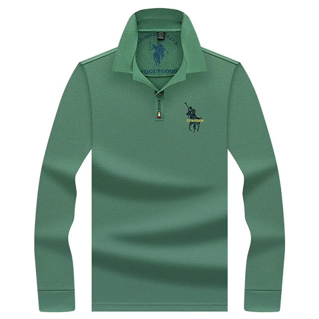 

High Quality Wholesale Long Sleeve Striped Polo Shirt Men 100% Cotton, Dark blue