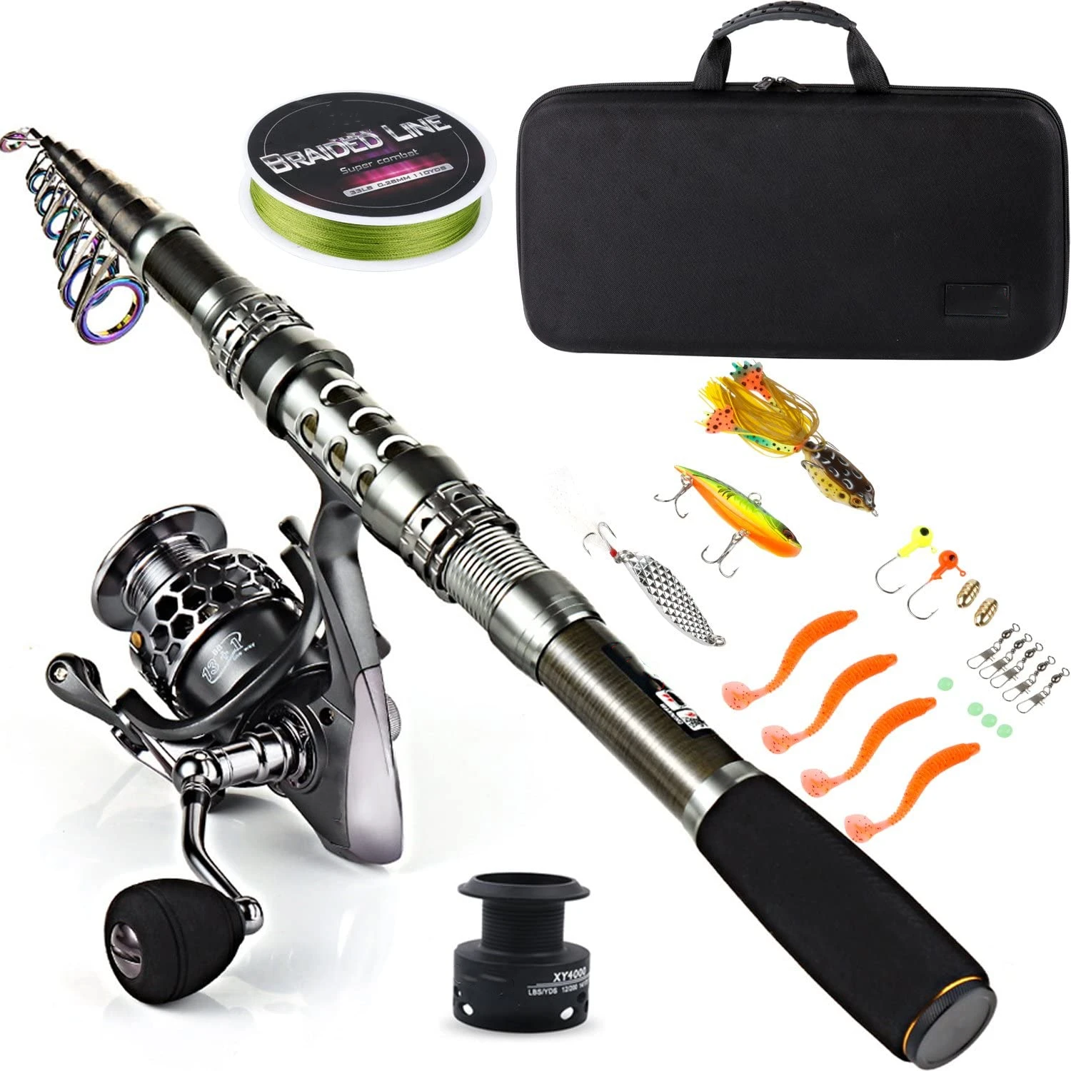 

dropshipping Fishing Rod Combos with Telescopic Fishing Pole Spinning Reels Fishing Carrier Bag, Silver