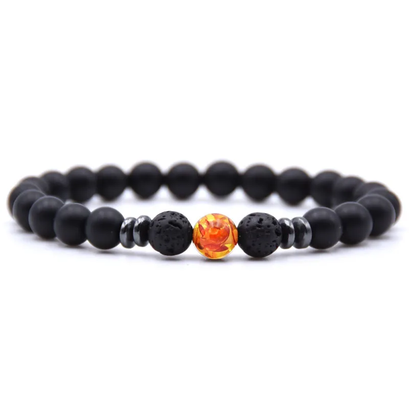 

Wholesale Fashion Jewelry Black Lava Natural Stone Beads Bracelets Volcanic Rock Beads Charm Bracelet