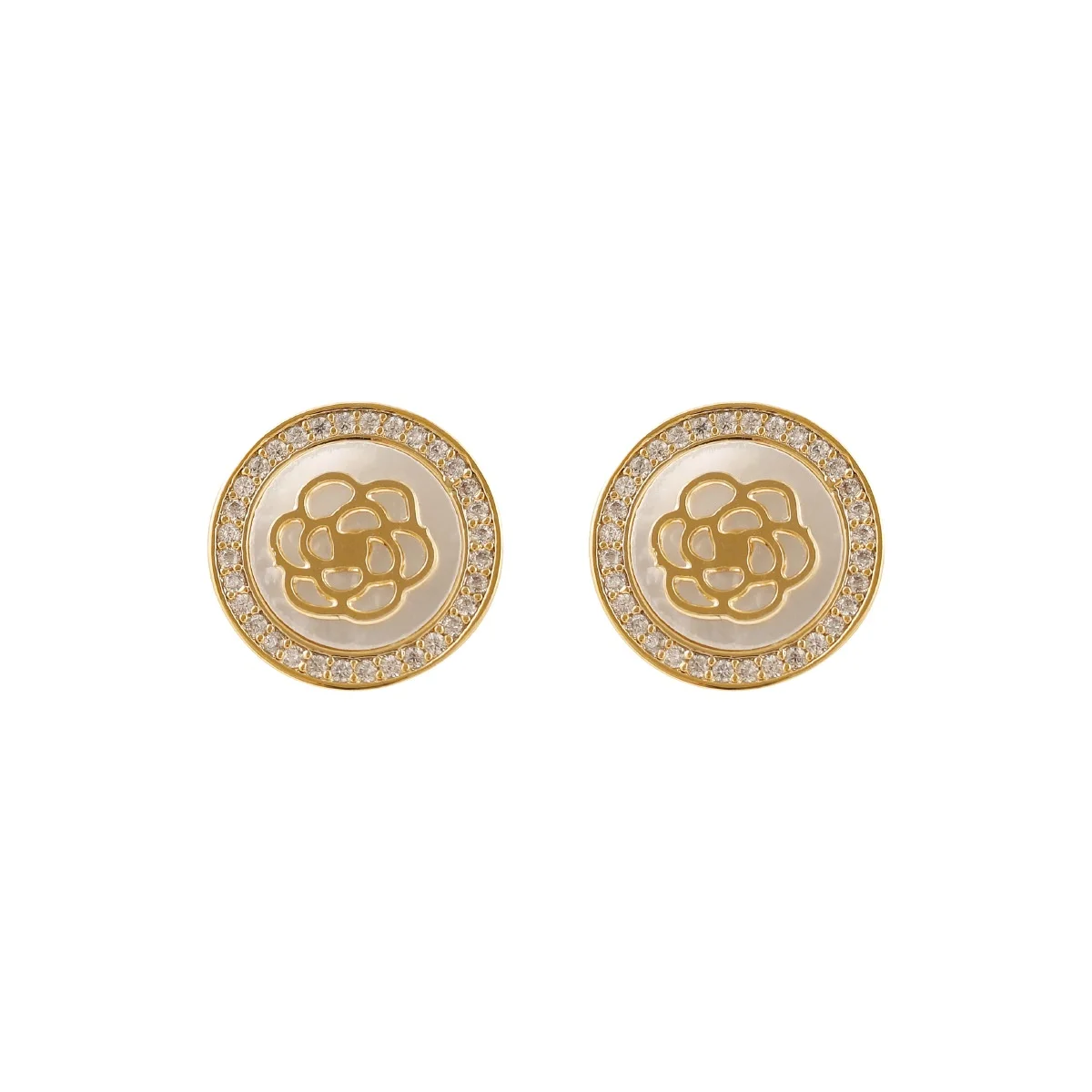 

Round Baroque Minimal Court Wind Circle Micro-inlaid Zircon Earrings Earrings Earrings, Round shell earrings