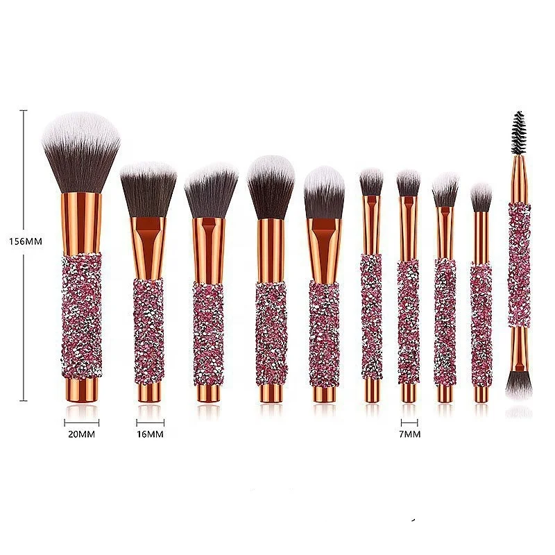 

Factory processing custom beauty tools high-end champagne gold foundation brush eye shadow brush single set 10pcs wholesale