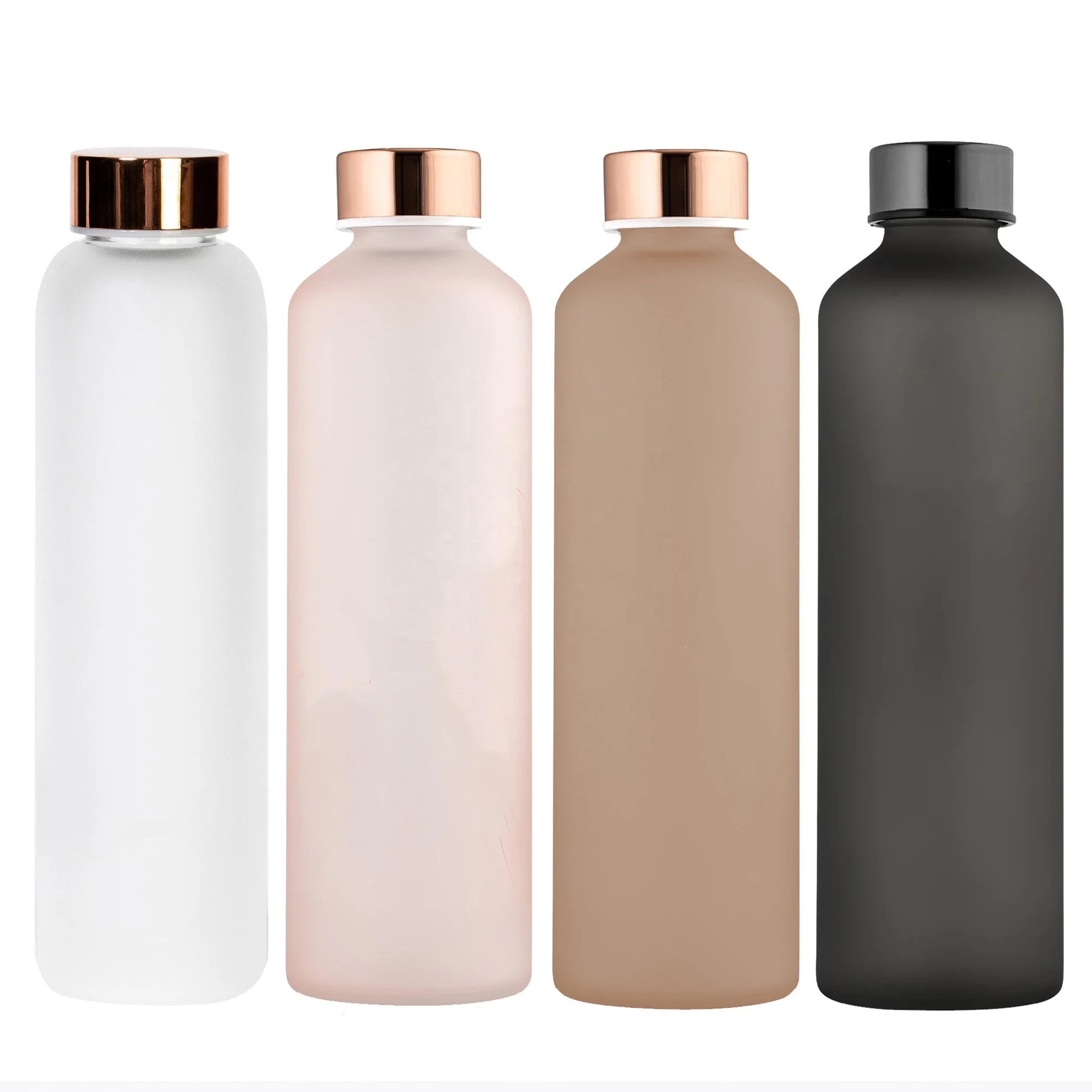 

reusable frosted glass water bottle sublimation eco friendly bamboo cups time marker