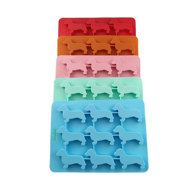 9 Cute 3D Animal Dog Shaped Eco-friendly Ice Cream Chocolate Pop Mold Silicone Ice Cube Tray