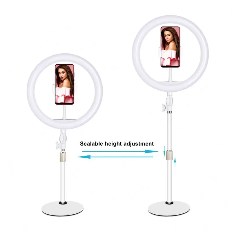

Custom 26cm table mini led selfie fill live stream beauty free ring light with stand mobile phone stand holder