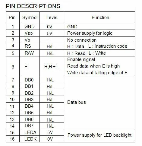 Cob 16x4 Character Stn Blue 16 Pin 8 Bit Parallel 5v Lcd Screen Module ...