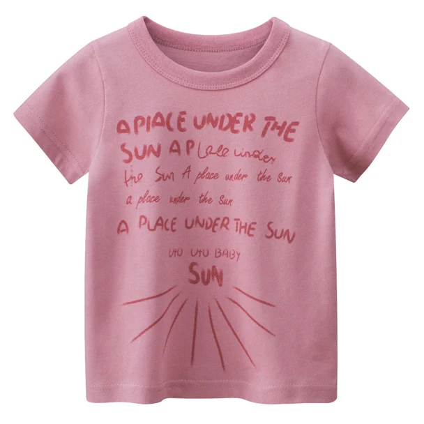 

New Summer 2021 Infant Baby Girls Fashionable Clothing Pink O-Neck T-Shirt