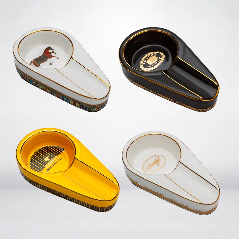 

Cigar Ashtray Ceramic Painted Classic Mini Portable Household Cigar Ashtray, Customized color