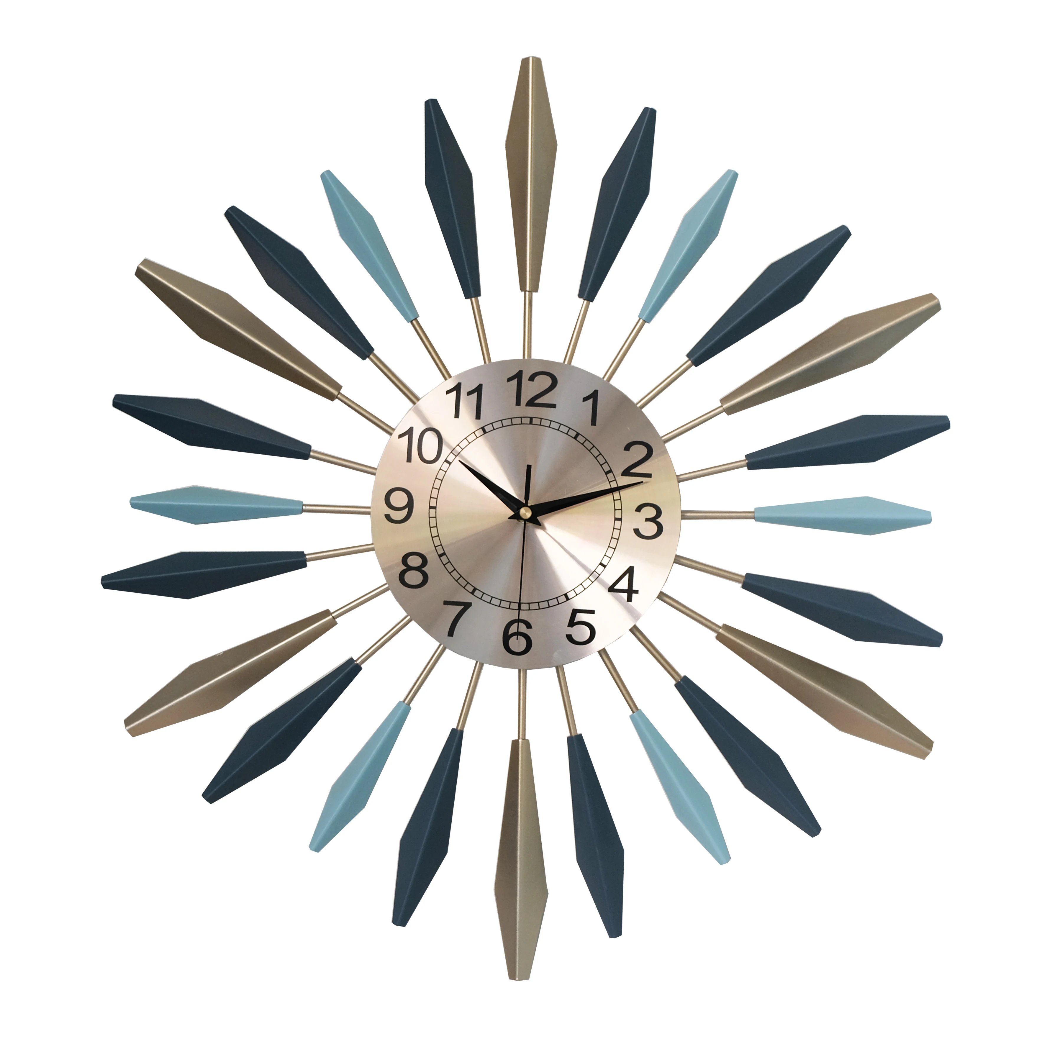 

22 inch Bohemian Style Gold Dial Starburst Fancy Decoration Promotional Multicolored Metal Wall Clock Decor for Any Space