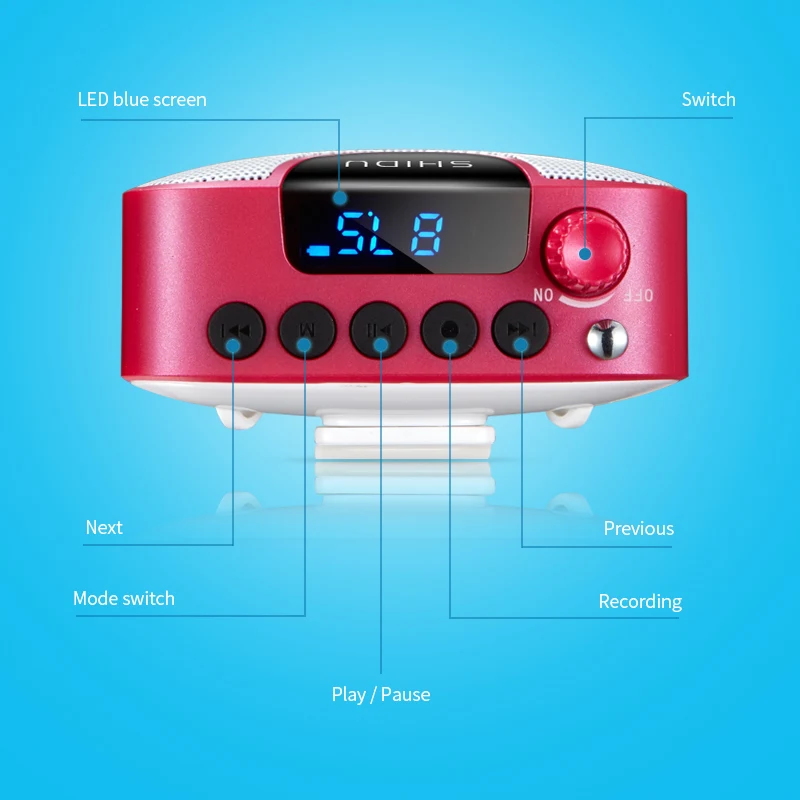 2020 hot sale SHIDU brand Portable Digital Screen Multi-functional Portable Waistband Personal wired mic voice amplifier - ANKUX.COM