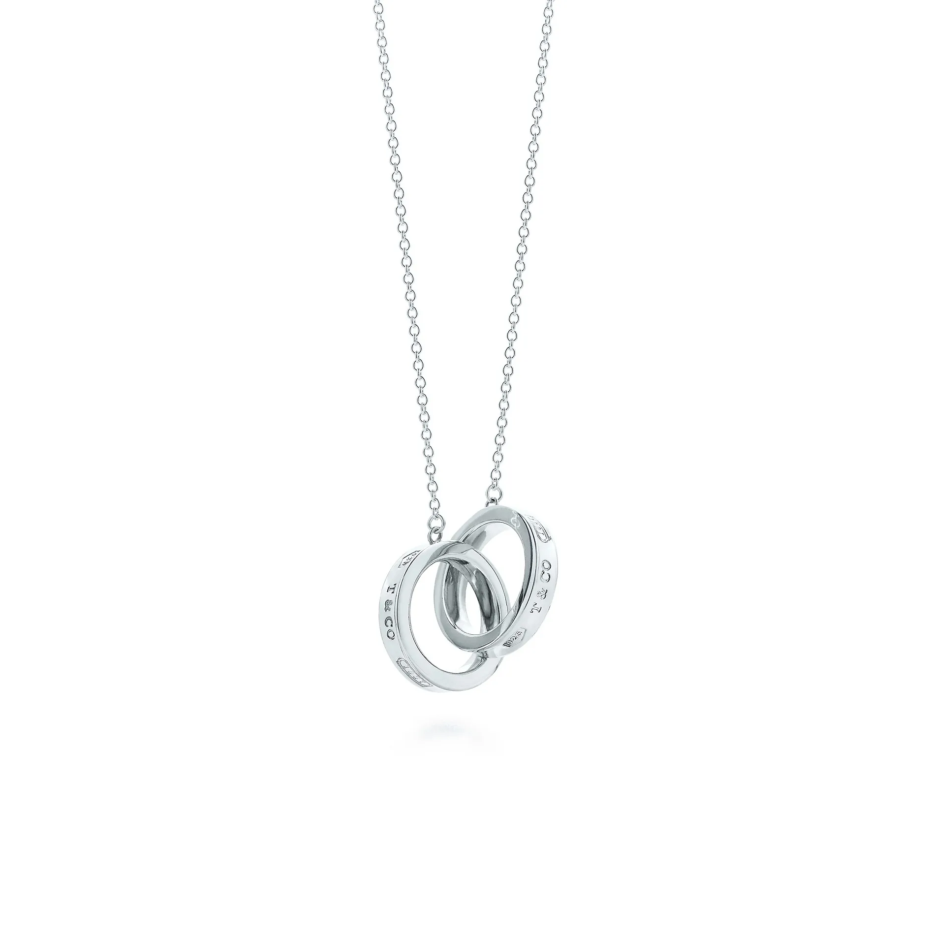 

S925 Sterling Silver Interlocking Circles Pendant Sleek Curves Clavicle Necklace For tif Jewelry