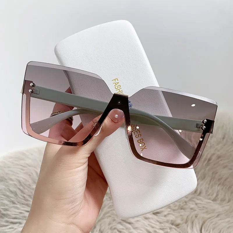 2023 New arrival classic vintage Fashion Women Ladies Sunglasses Semi-Rimless Frameless Square Gradient UV400 sunglasses