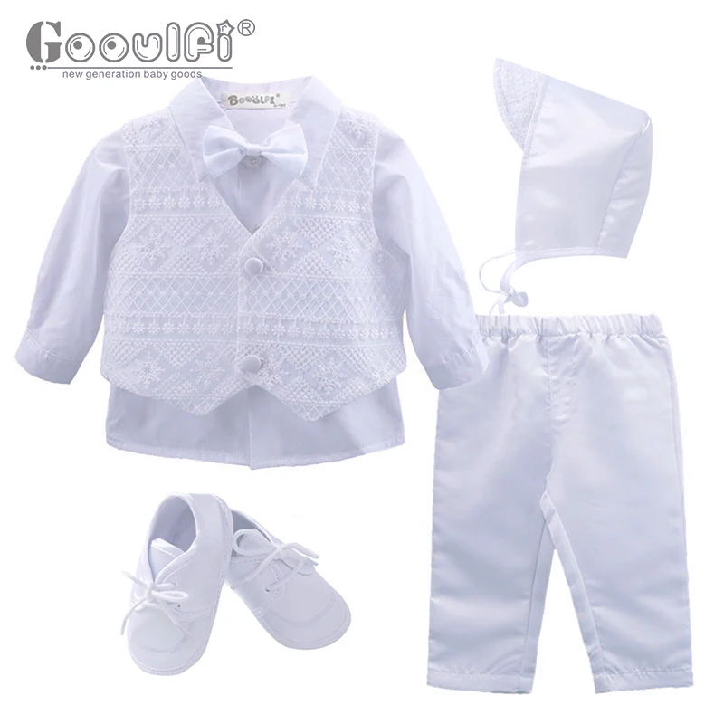 

New Born Baptism Outfits For Baby Boys 6 Pieces Bowtie Formal Baby Boys Christening Sets