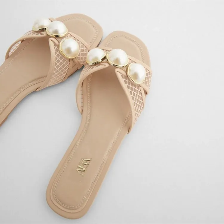 

Zar DTM women's new gold woven flat sandal with a casual, versatile slipper on the beach