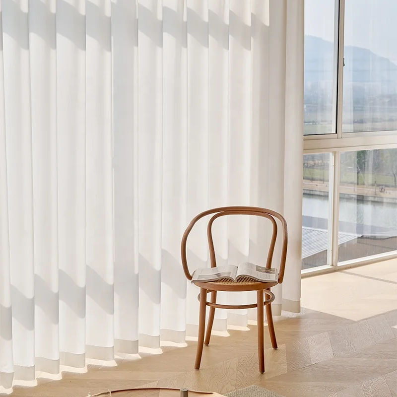 ZSTARR White Sheer Curtain Fabric Smart Curtain Automatic Curtains for Living Room Grey Modern Blind Beige
