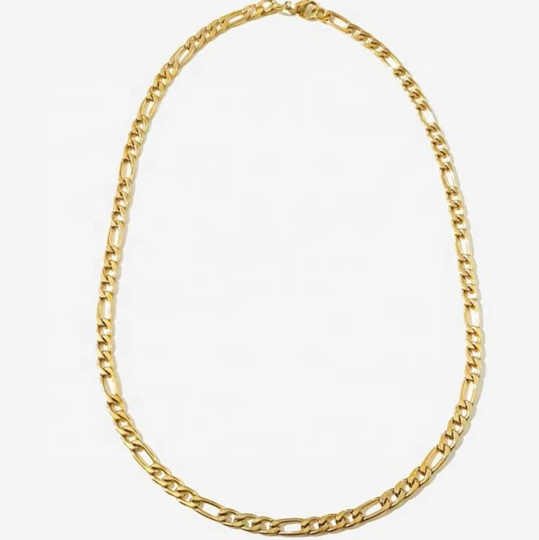 

Minos Jewelry Figaro Chain Necklaces Minimalist 18k Gold Plated Stainless Steel Figaro Chain Choker Necklaces for Women Men