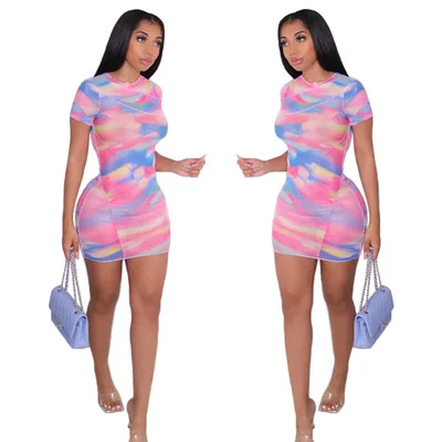 

B36099A 2021 Summer sexy print woman casual dress, Shown