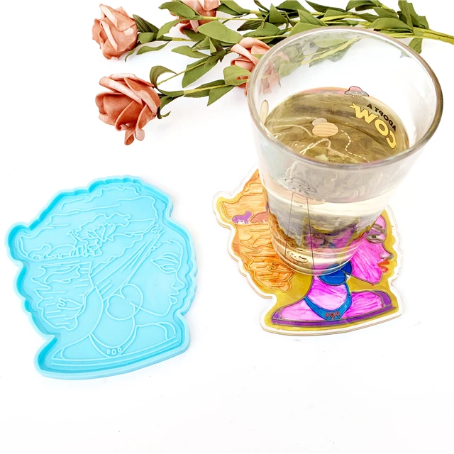 

A154 Best Selling New Design Silicone Shiny Afro Beauty Godness Coaster Resin Molds