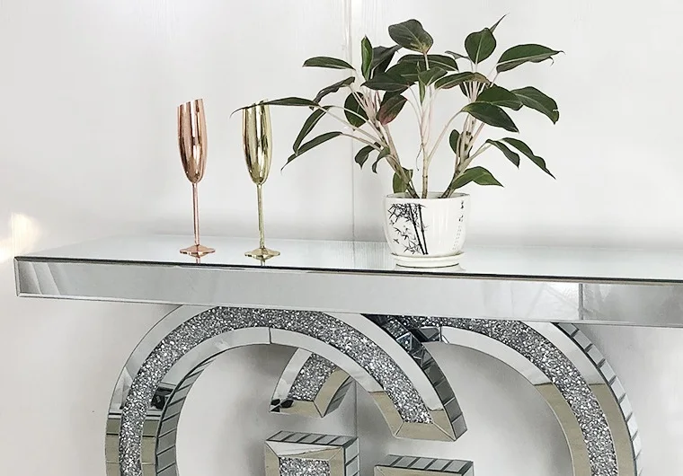 2020 Top Sell Living Room Mirrored Gg Design With Crushed Diamond