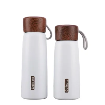 

Custom Logo Insulate Stainless Steel Water Bottle Outdoor Sport Vacuum Flask Bottle With Bamboo Lid, Gray, natural, white, black
