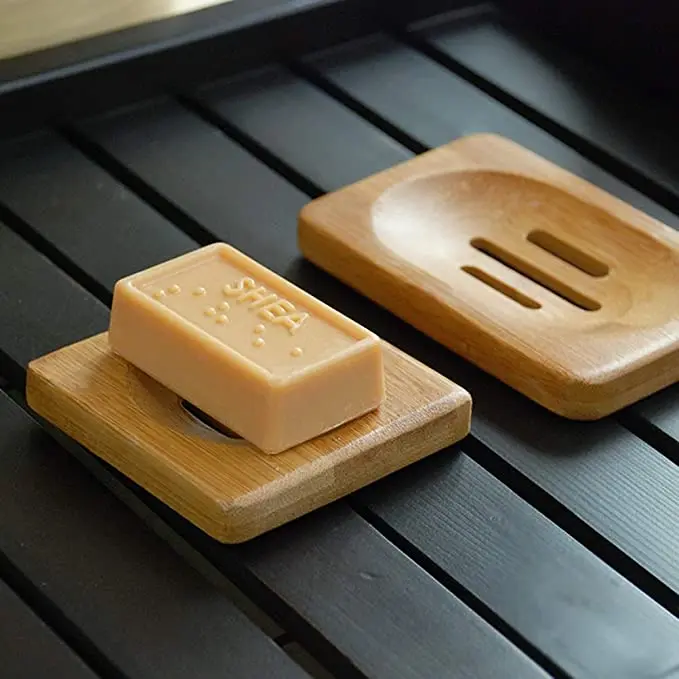 

Pcs Wooden Soap Holders Bathroom Soap Dish Natural Bamboo Soap Holder Square & Round Dishes for Home Bathroom