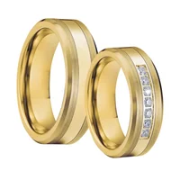 

anel anillos beautiful 6mm wide 18k gold plated titanium inlay tungsten wedding rings for men and women zirconia jewelry